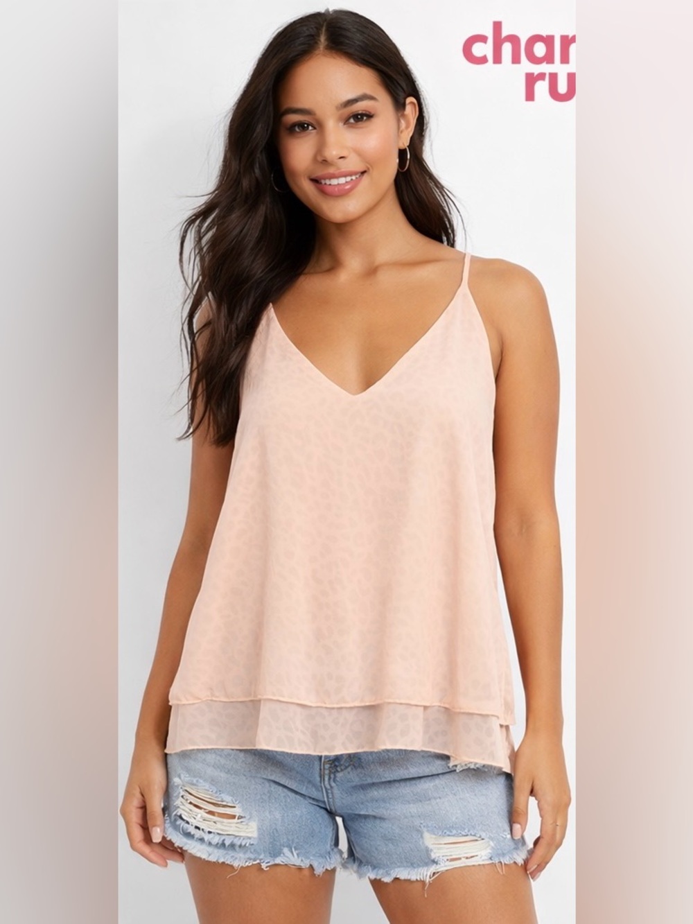 Charlotte Russe Layered Pink Leopard Print Tank M